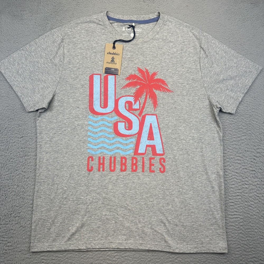 Chubbies USA Chub-Spangled Banner Shirt Mens Large Gray Graphic Tee 502251-474